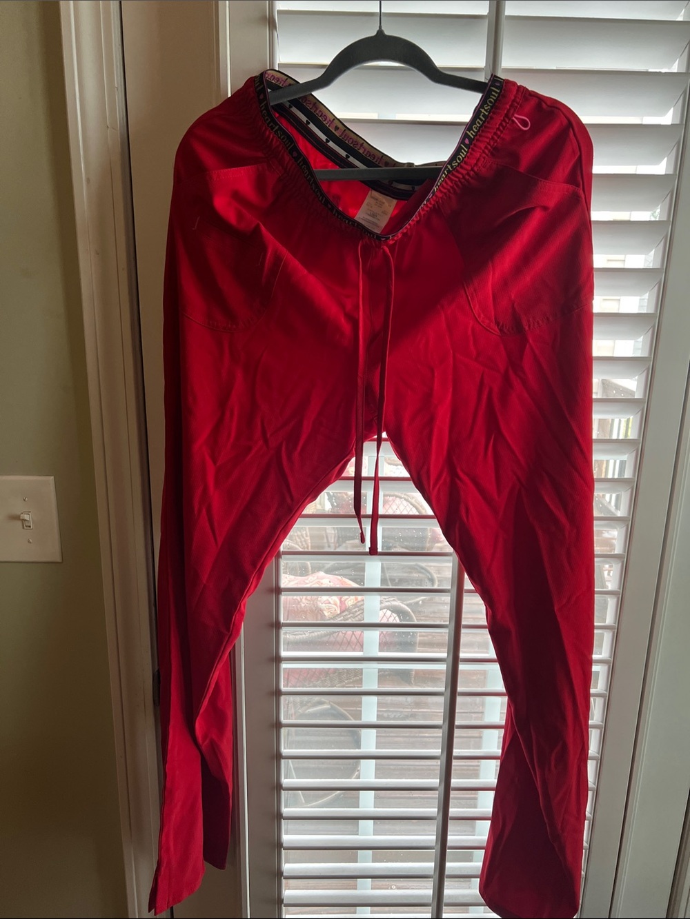 Heart soul red scrub bottoms.